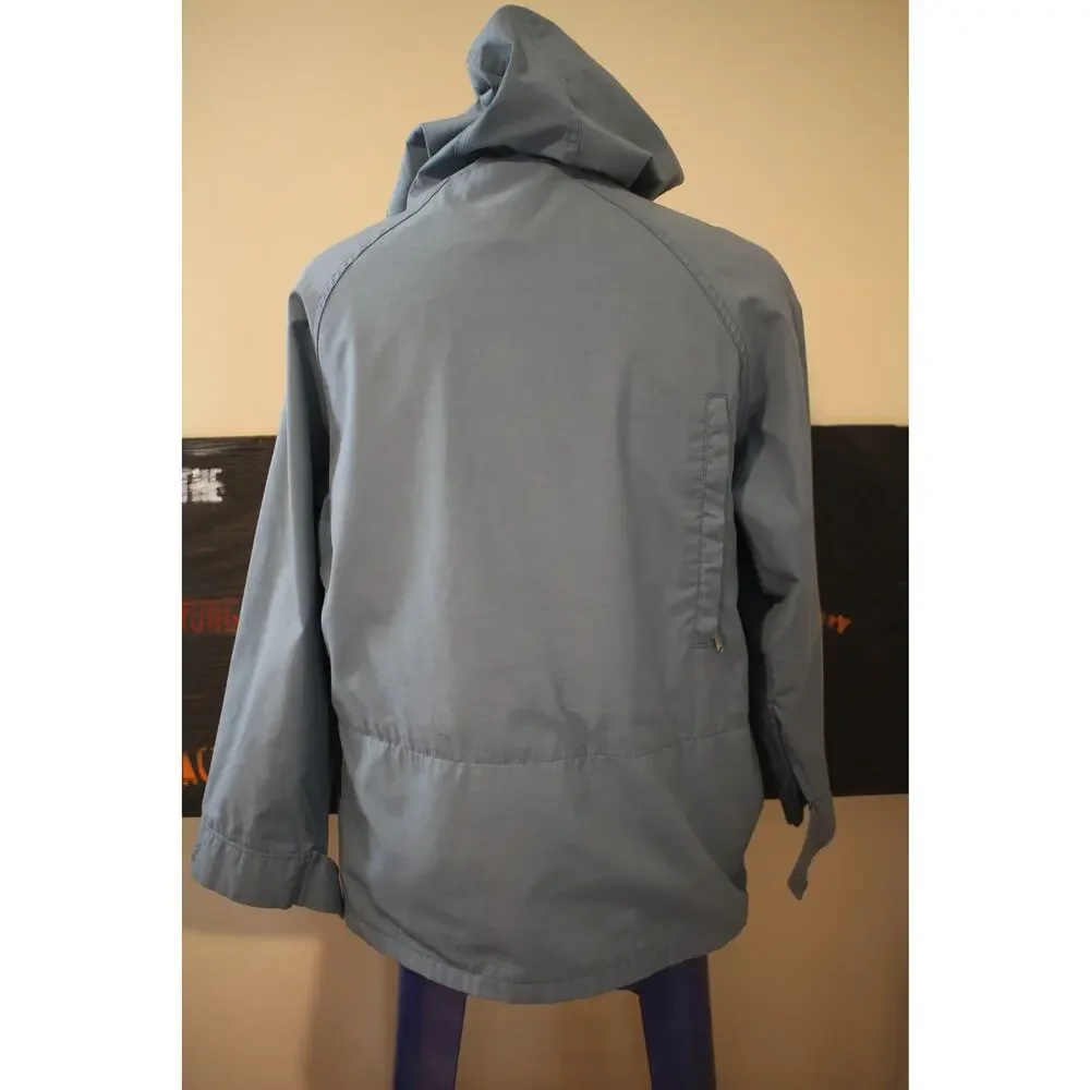 Vintage Woolrich Hooded Jacket Large Slate Blue Full Zip Snap Front Casual
